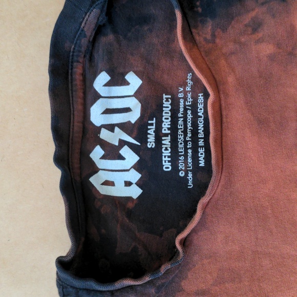 ACDC Tshirt Small Official Customized Acid Wash Black and Rust - Picture 2 of 4